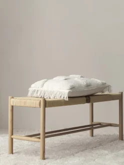 Panca In Legno Con Intreccio Di Giunco Ellan