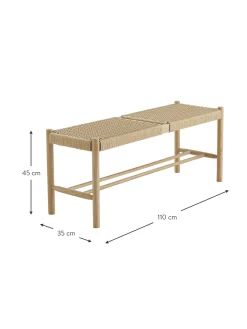 Panca In Legno Con Intreccio Di Giunco Ellan