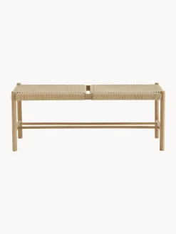 Panca In Legno Con Intreccio Di Giunco Ellan