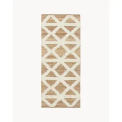 Passatoia In Juta Intrecciata A Mano Beige/Bianco Crema Malea