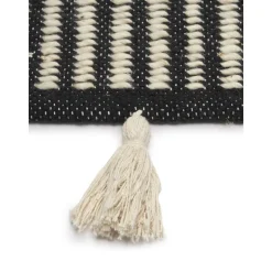 Passatoia In Lana Tessuta A Mano Con Frange Rue