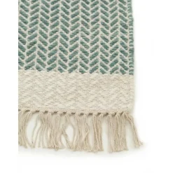 Passatoia In Lana Tessuta A Mano Con Frange Kim