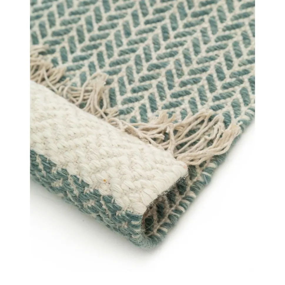 Passatoia In Lana Tessuta A Mano Con Frange Kim