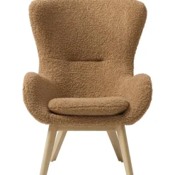 Poltrona In Teddy Con Gambe In Legno Wing