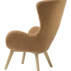 Poltrona In Teddy Con Gambe In Legno Wing