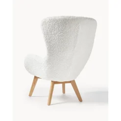 Poltrona In Teddy Con Gambe In Legno Wing