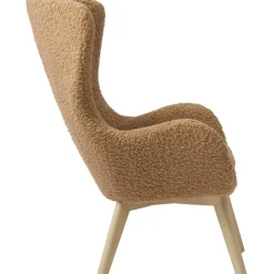 Poltrona In Teddy Con Gambe In Legno Wing