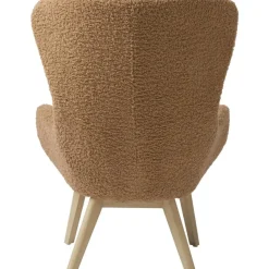 Poltrona In Teddy Con Gambe In Legno Wing