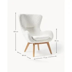 Poltrona In Teddy Con Gambe In Legno Wing