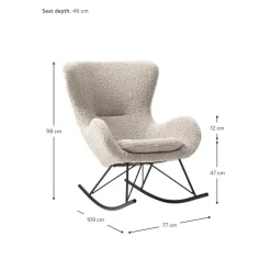 Poltrona In Teddy Grigio Con Gambe In Metallo Wing