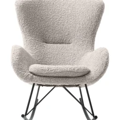 Poltrona In Teddy Grigio Con Gambe In Metallo Wing