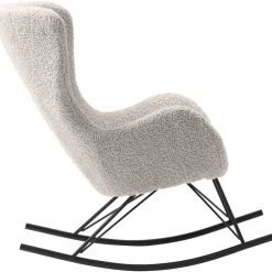 Poltrona In Teddy Grigio Con Gambe In Metallo Wing