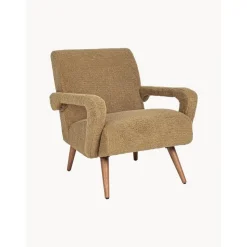 Poltrona In Tessuto Teddy Giallo Senape Berna