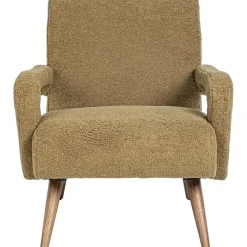 Poltrona In Tessuto Teddy Giallo Senape Berna