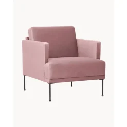 Poltrona In Velluto Con Gambe In Metallo Fluente