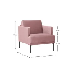 Poltrona In Velluto Con Gambe In Metallo Fluente