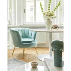 Poltrona In Velluto Oyster