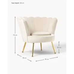 Poltrona In Velluto Oyster