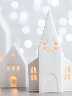 Portalumino Alto In Porcellana Living