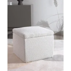 Pouf Contenitore In Tessuto Boucle Winou