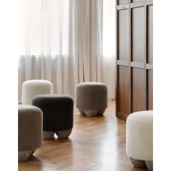 Pouf Imbottito In Tessuto Lino