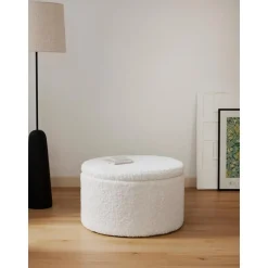 Pouf Xl In Tessuto Teddy Con Vano Contenitore Alida