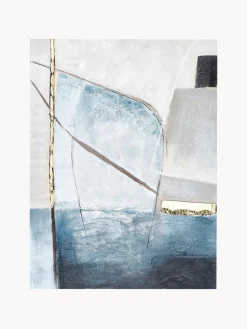 Quadro Su Tela Dipinto A Mano Golden Blue Ii