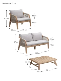 Salotto Da Giardino In Legno Di Acacia Lu 4 Pz