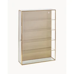 Scaffale Da Parete In Metallo Con Ripiani In Vetro E Anta In Vetro Ada