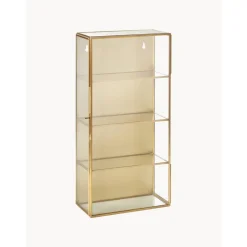 Scaffale Da Parete In Metallo Con Ripiani In Vetro E Anta In Vetro Ada