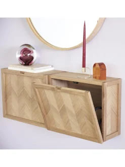 Scarpiera Da Parete A Spina Di Pesce In Legno Di Quercia Herringbone