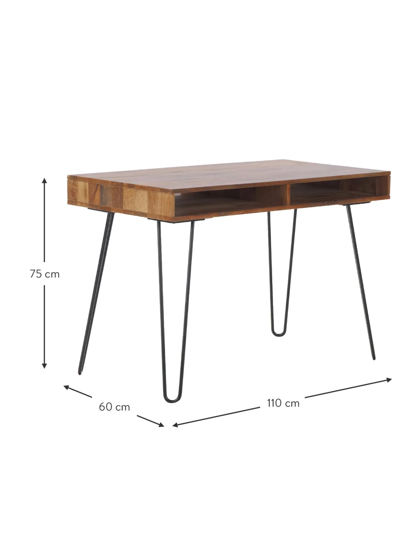 Scrivania In Legno Massiccio E Metallo Repa