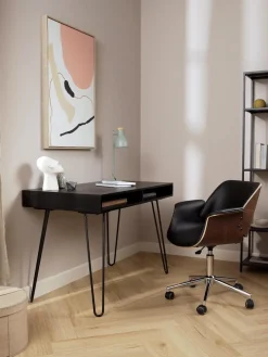 Scrivania In Legno Massiccio E Metallo Tova