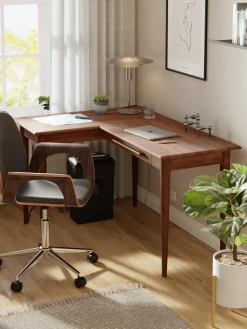 Scrivania Rettangolare In Legno Di Mango Con Cassetti Paul