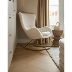 Sedia A Dondolo In Teddy Con Gambe In Metallo Wing