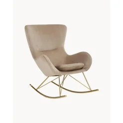 Sedia A Dondolo In Velluto Con Gambe In Metallo Wing