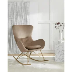 Sedia A Dondolo In Velluto Con Gambe In Metallo Wing