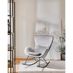 Sedia A Dondolo In Velluto Con Gambe In Metallo Wing