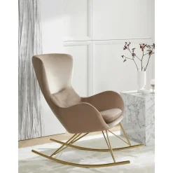 Sedia A Dondolo In Velluto Con Gambe In Metallo Wing