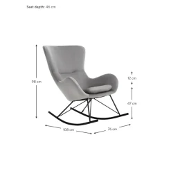 Sedia A Dondolo In Velluto Con Gambe In Metallo Wing