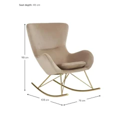 Sedia A Dondolo In Velluto Con Gambe In Metallo Wing