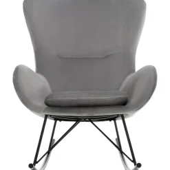 Sedia A Dondolo In Velluto Con Gambe In Metallo Wing