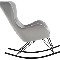 Sedia A Dondolo In Velluto Con Gambe In Metallo Wing