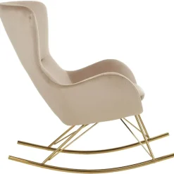 Sedia A Dondolo In Velluto Con Gambe In Metallo Wing