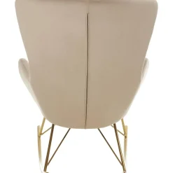 Sedia A Dondolo In Velluto Con Gambe In Metallo Wing