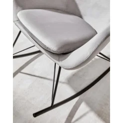 Sedia A Dondolo In Velluto Con Gambe In Metallo Wing