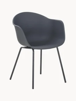 Sedia Con Braccioli In Plastica Con Gambe In Metallo Claire