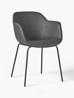 Sedia Con Braccioli In Similpelle Con Seduta Stretta Fiji