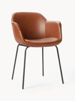 Sedia Con Braccioli In Similpelle Con Seduta Stretta Fiji