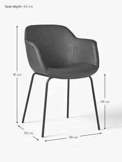 Sedia Con Braccioli In Similpelle Con Seduta Stretta Fiji